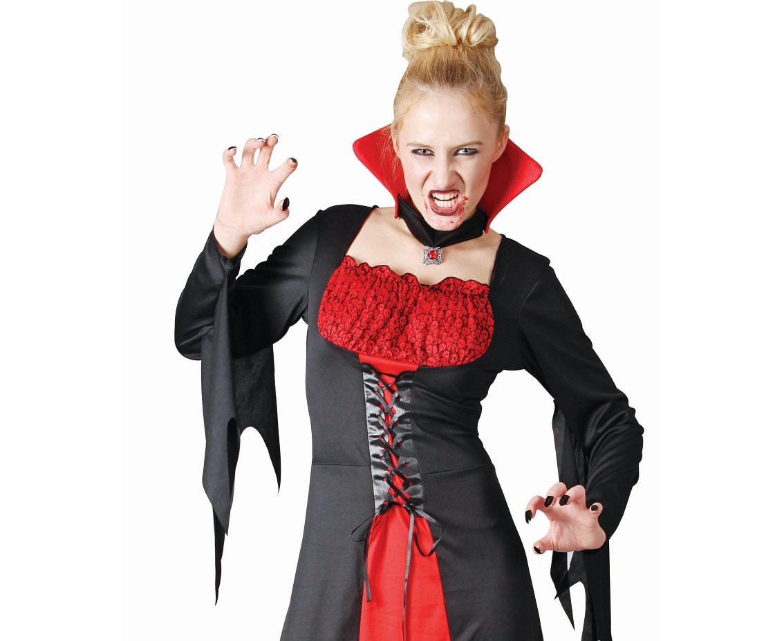 Role play-set for adult Red Vamp (dress, collar), size S